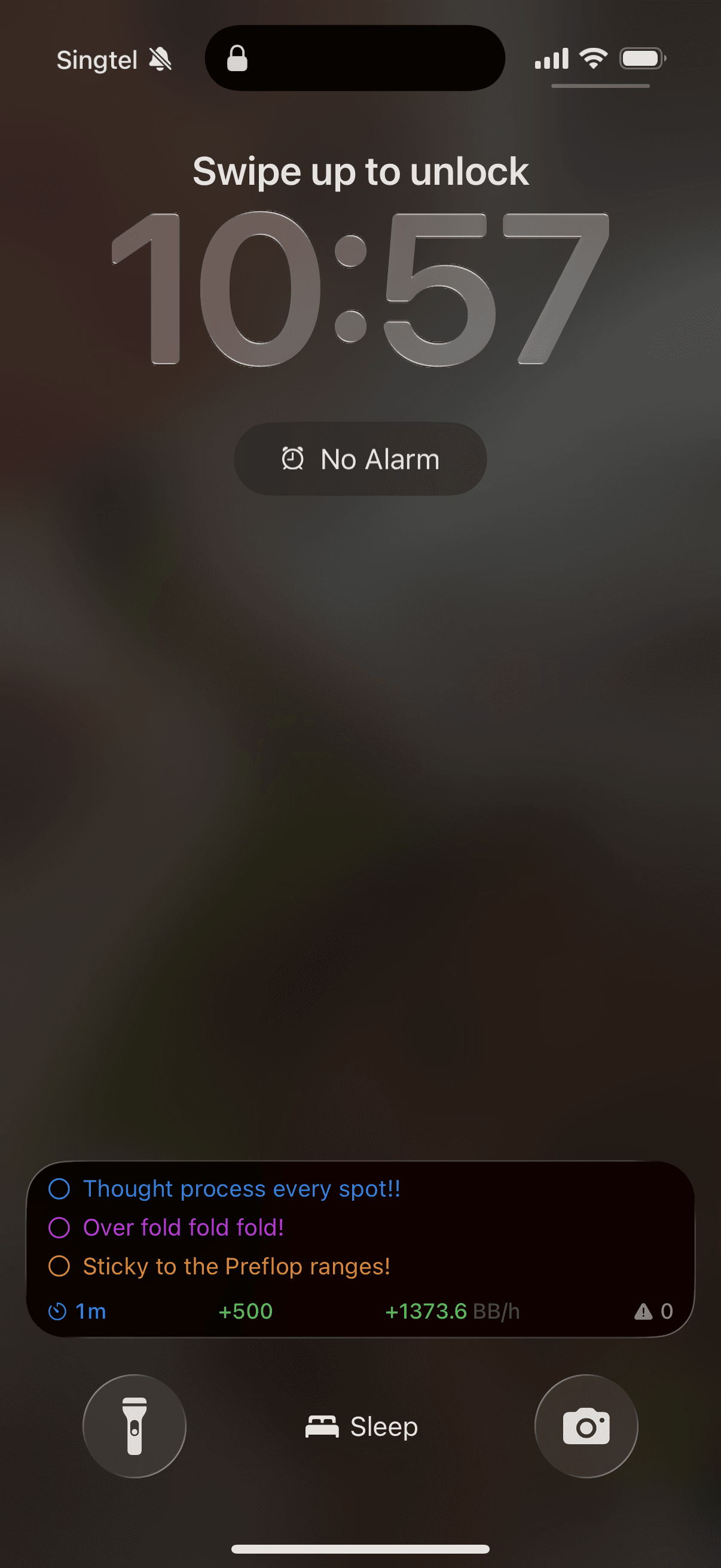 Live activities widget showing session stats